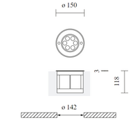 7W LED įleidžiamas į grindinį lauko šviestuvas ZOYA, plieno sp., 4000K, IP67