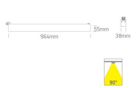 48W LED linijinis bėgelio šviestuvas, juodas, 3000/4200/6500K