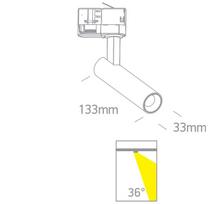 9W LED akcentinis bėgelio šviestuvas, baltas, 3000K, dimeriuojamas