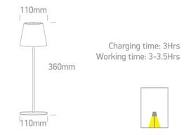 3,5W LED įkraunamas stalo šviestuvas, baltas, 3000K, dimeriuojamas