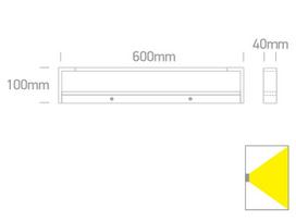 18W LED sieninis vonios šviestuvas, juodas, 3000K, IP44
