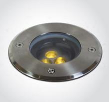 3x1,5W LED įleidžiamas į žemę lauko šviestuvas, plieno sp., 3000K, IP67, reguliuojamas šviesos kampas