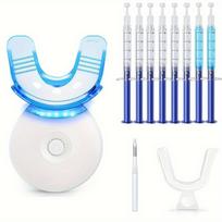 Dantų balinimo gelio rinkinys, 6 dantų valymo geliai + 2 padėklai + valymo LED lemputė LED lemputė 0,1 uncijos karbamido peroksido dantų balinimo gelis Teeth whitening-TWL01