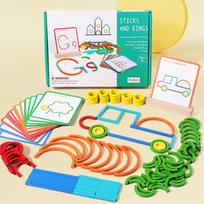 Montessori lazdelės ir žiedai dėlionės žaidimas Ankstyvieji mokomieji žaislai vaikams Kūrybingos „pasidaryk pats“ pažintinės medinės tangramos dovanos mažyliams