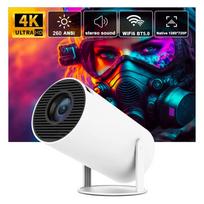 HY300 PRO projektorius, vietinis 1280P*720P, 260 ANSI liumenų, WiFi 6, Bluetooth 5.0, Android 11, 130 colių ekranas, automatinė trapecijos korekcija EU plug balta