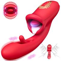 SuperLove Triple Stimulation Licking Tongue & Flapping G-Spot Vibrator Red