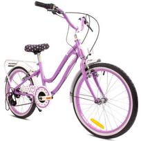 Mergaitės dviratis 20 colių su 6 greičių Shimano Tourney kasete ir Revoshift HEART BIKE rankenėle, violetinė, Mergaitės dviratis 20 colių su 6 greičių Shimano Tourney kasete ir Revoshift HEART BIKE rankenėle, violetinė