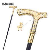 Auksinė balta ožkos rankena Prabangios rašto vaikščiojimo lazda Madinga Elegantiška lazda dekoratyvinė Cospaly Cane Knob Crosier 88cm
