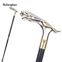 Baltas auksinis leopardas su uodega Madinga vaikščiojimo lazda vakarėliui. Elegantiška vaikščiojimo lazda „Crosier Knob“ 93 cm
