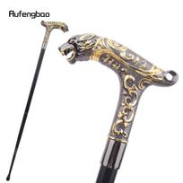 Auksinis juodas leopardas su uodega Madinga vakarėlio lazda, skirta vakarėliui, elegantiška vaikščiojimo lazda „Crosier Knob“ 93 cm