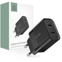 Sieninis įkroviklis PD 20W 2x USB-C Tech-Protect C20W juodos spalvos