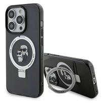 Apple iPhone 15 Pro Max Karl Lagerfeld dėklas Ring Stand Karl&Choupettte MagSafe (KLHMP15XHMRSKCK) juodos spalvos