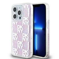 iPhone 15 Pro DKNY dėklas Liquid Glitter Multilogo (DKHCP15LLCPEPP) rožinės spalvos
