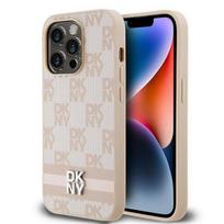 Apple iPhone 14 Pro DKNY odinis dėklas Checkered Mono Pattern & Printed Stripes (DKHCP14LPCPTSSP) rožinės spalvos