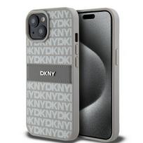 Apple iPhone 13 / 14 / 15 DKNY odinis dėklas Mono Stripe & Metal Logo (DKHCP15SPRTHSLE) beige