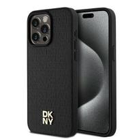 Apple iPhone 15 Pro Max DKNY odinis dėklas Monogram Pattern Metal Logo MagSafe (DKHMP15XPSHRPSK) juodos spalvos