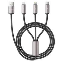 Kabelis 3in1 3.5A 1m USB – USB-C + Lightning + Micro USB Tech-Protect UltraBoost pilkos spalvos