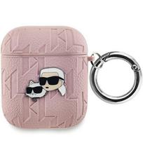Apple AirPods Karl Lagerfeld Cover Monogram Karl & Choupette Head ausinių dėklas rožinės spalvos