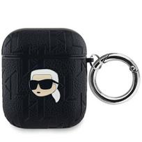 Apple AirPods Karl Lagerfeld Cover Monogram Karl Head ausinių dėklas juodos spalvos