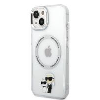 Karl Lagerfeld IML Karl and Choupette MagSafe dėklas telefonui Apple iPhone 15 skaidrus