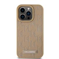 Karl Lagerfeld PU Leather Monogram Metal Logo MagSafe dėklas telefonui Apple iPhone 14 Pro Max Beige