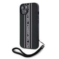 Karl Lagerfeld PU Saffiano Athleisure Stripe and Strap dėklas telefonui Apple iPhone 15 rožinės spalvos
