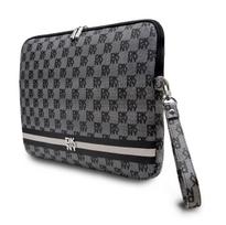 DKNY PU Leather Checkered Pattern and Stripe dėklas nešiojamam kompiuteriui 13/14" juodos spalvos
