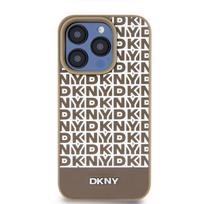 DKNY PU Leather Repeat Pattern Bottom Stripe MagSafe dėklas telefonui Apple iPhone 14 Pro rudos spalvos
