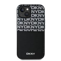 DKNY PU Leather Repeat Pattern Card Pocket dėklas telefonui Apple iPhone 15 juodos spalvos