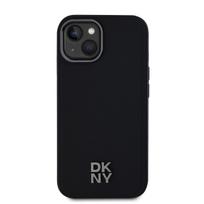 DKNY PU Leather Stack Logo Magsafe Case for Apple iPhone 15 juodos spalvos