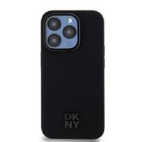 DKNY PU Leather Stack Logo Magsafe dėklas telefonui Apple iPhone 15 Pro Max juodos spalvos