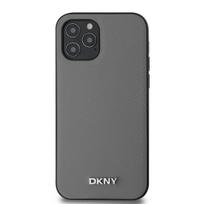 DKNY PU Leather Silver Metal Logo Magsafe dėklas telefonui Apple iPhone 12/12 Pro pilkos spalvos