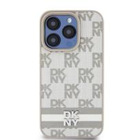 DKNY PU Leather Checkered Pattern and Stripe dėklas telefonui Apple iPhone 13 Pro Max Beige