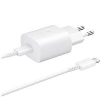 EP-TA800EWE + EP-DA905BWE Samsung 25W kelioninis įkroviklis + USB-C/USB-C Data kabelis baltos spalvos (OOB Bulk)