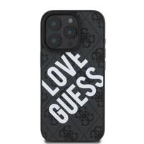 Guess PU Leather 4G Big Love Logo MagSafe Apple iPhone 16 Pro dėklas telefonui juodos spalvos