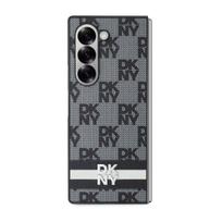 DKNY PU Leather Checkered Pattern and Stripe Samsung Galaxy Z Fold6 dėklas telefonui juodos spalvos