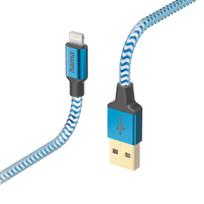 Hama atspindintis USB-A–Lightning nailoninis įkrovimo laidas, 1,5 m, mėlynas