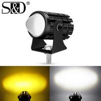 1vnt universalus motociklo LED priekinio žibinto žuvies akies lęšis Dviejų spalvų Moto išorinis apšvietimas 6000K baltas 3000K gintaro spalvos vairavimo rūko žibintas pagalbinis prožektorių žibintas