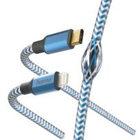 Hama Reflective Charging Cable, USB-C to Lightning, 1.5m, Nylon, Blue