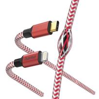 Hama Reflective Charging Cable, USB-C to Lightning, 1.5m, Red Nylon