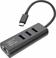 HUB USB Secomp STANDARTINIS USB Type-C į Gigabit Ethernet + Hub 3x keitiklis