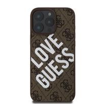 Guess PU Leather 4G Big Love Logo MagSafe Apple iPhone 16 Pro Max dėklas telefonui rudos spalvos