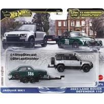 Hot Wheels Premium Team Transport Modeliukas Jaguar MK1 and 2023 Land Rover Defender 110 (yra Sandėlyje)