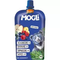Obuolių, bananų, šilauogių tyrelė, biodinaminė MOGLI, 100 g
