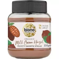 Ekologiškas pieniško šokolado ir lazdyno riešutų kremas BIONA ORGANIC, 350 g