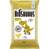 Ekologiški kepti kukurūzų traškučiai su sūrio prieskoniais BIOSAURUS, 50 g