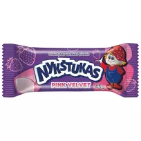 Varškės sūrelis NYKŠTUKAS PINK VELVET su braškėmis braškiniame glaiste, 45 g