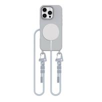 Pilkos spalvos dėklas su dirželiu "Tech-Protect Magnecklace Mag" telefonui Apple iPhone 16 Pro