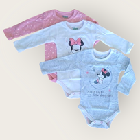 Bodžiukai ilgom rankovėm Minnie Mouse, 3 vnt.