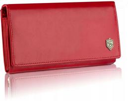 Odinė piniginė moterims Stevens Z03-063M su RFID apsauga, raudona